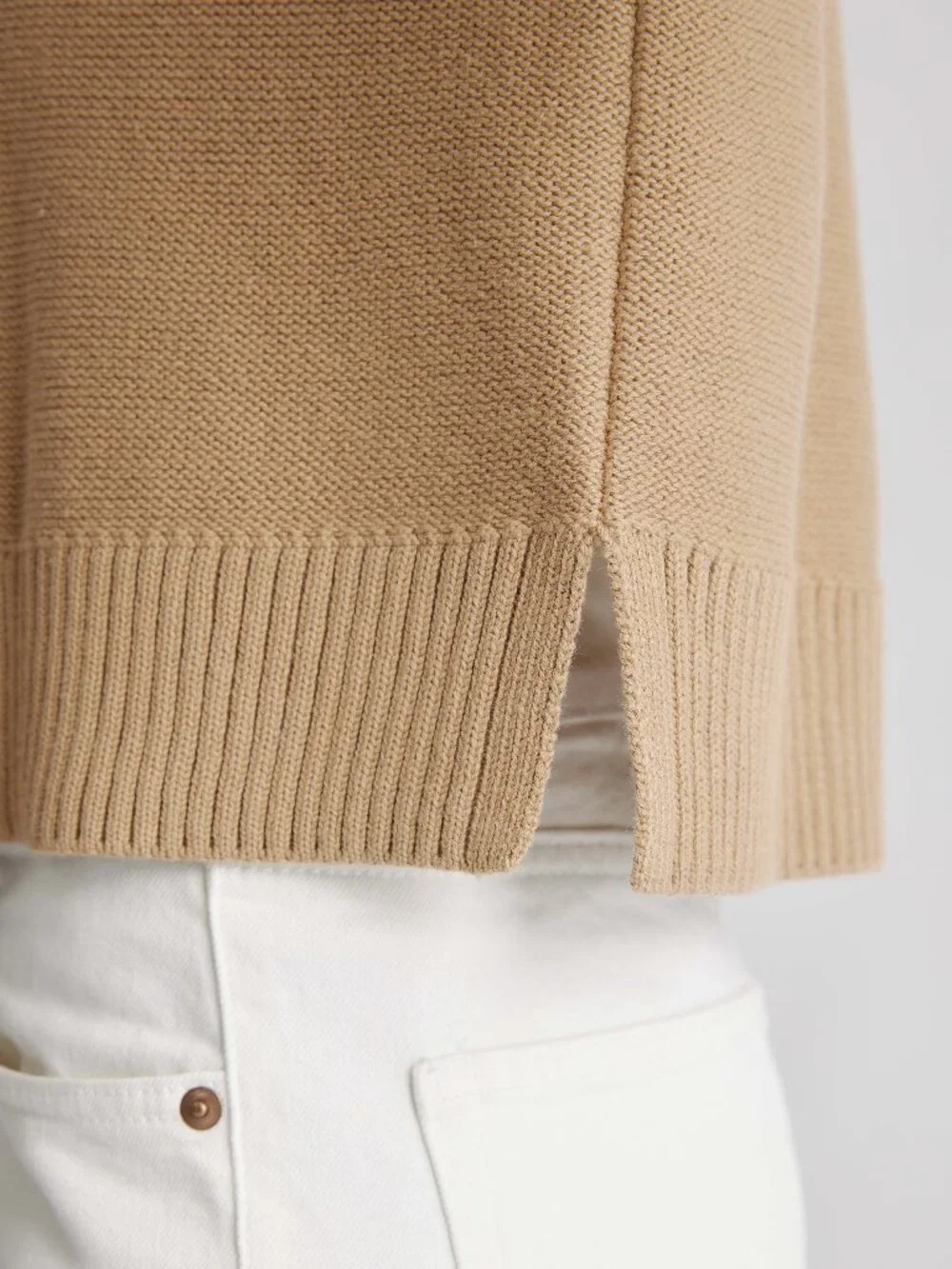 Organic Cotton Cropped Cardigan in Camel - Picture 6 of 10